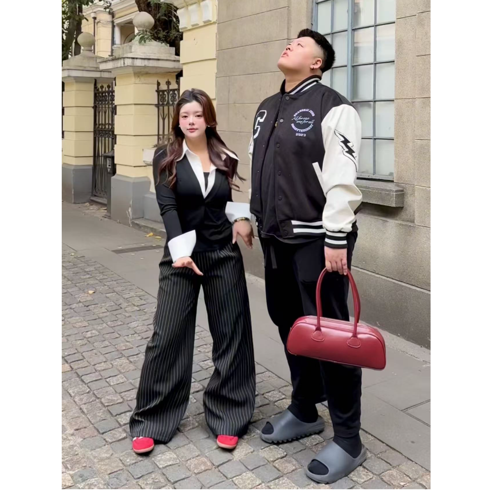 朴萄PUUTAO【新品】春季假两件上衣＋条纹裤