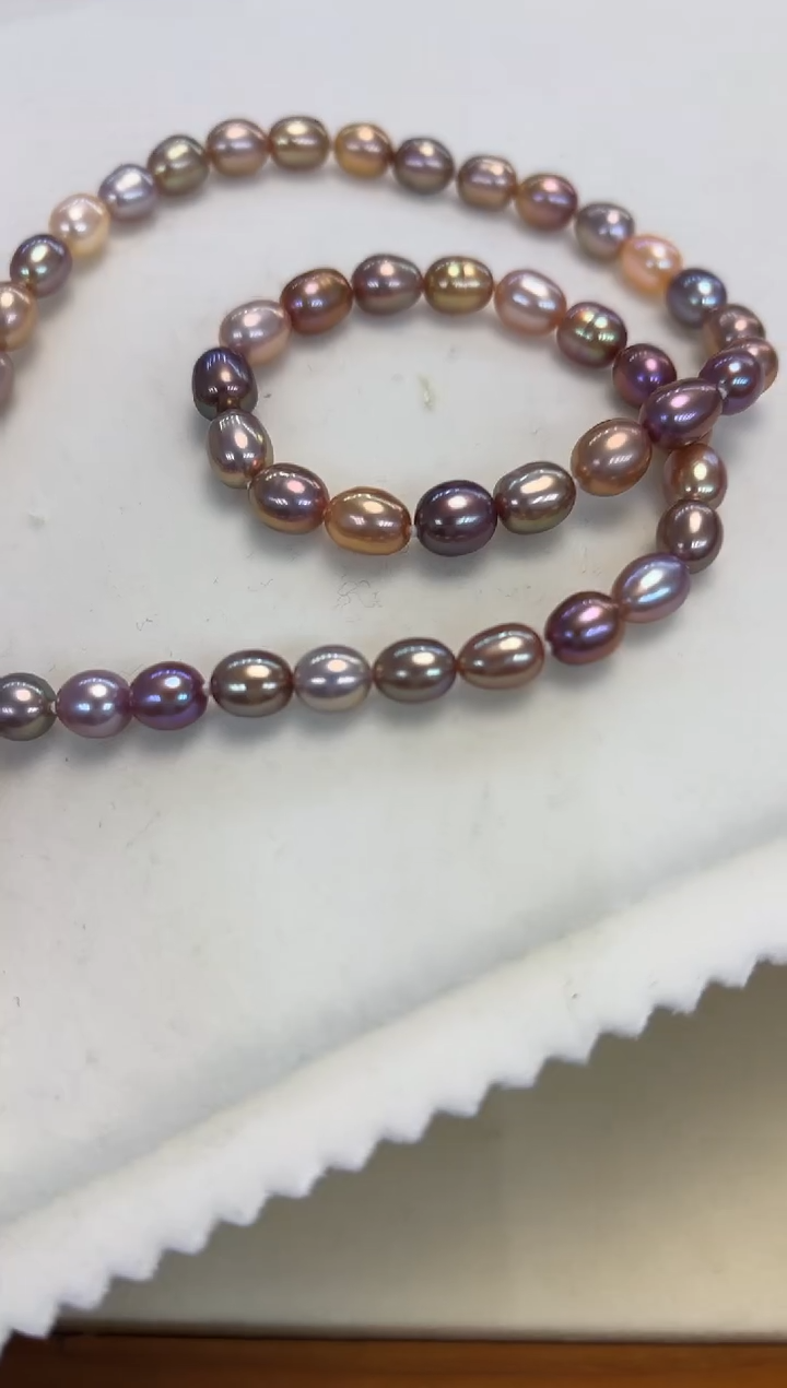 颈饰银S925镶嵌淡水珍珠糖果6-6.5mm无核