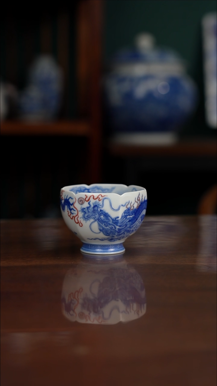 自成堂柴窑 龙凤杯