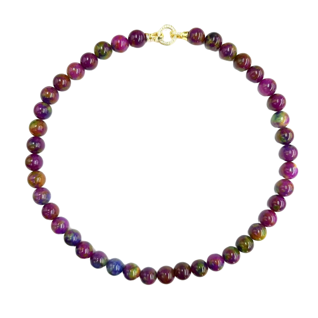 x777-国风气质设计款七彩药王玛瑙圆珠毛衣链-赠礼盒