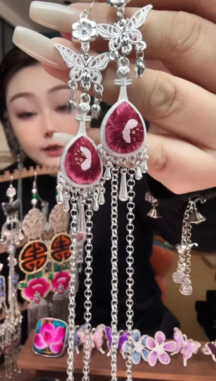 刺绣纯手工民族风刺绣耳环