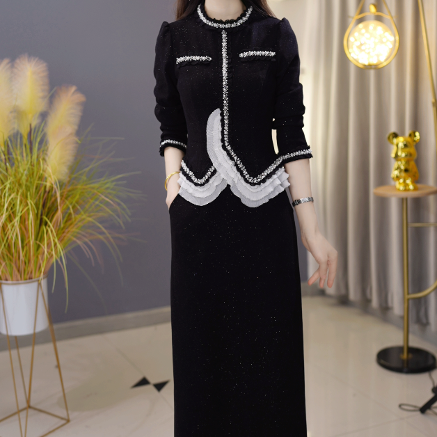 【定制套装】C1701上衣配半身裙优雅气质时尚减龄休闲显瘦收腰冬