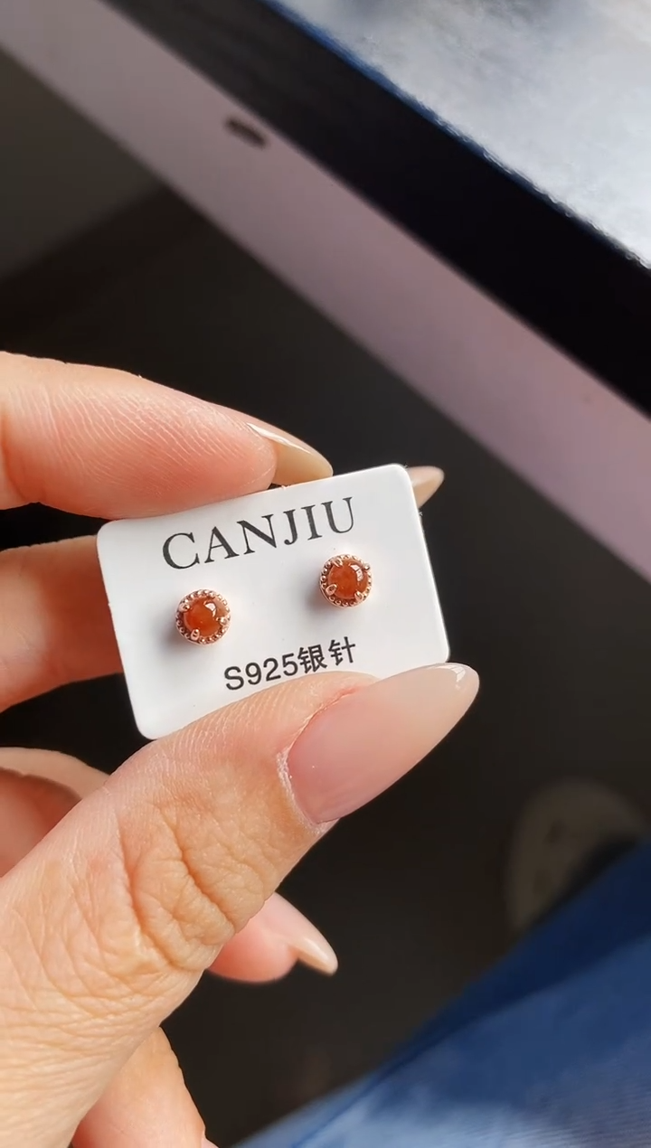 银S925镶嵌翡翠耳饰12