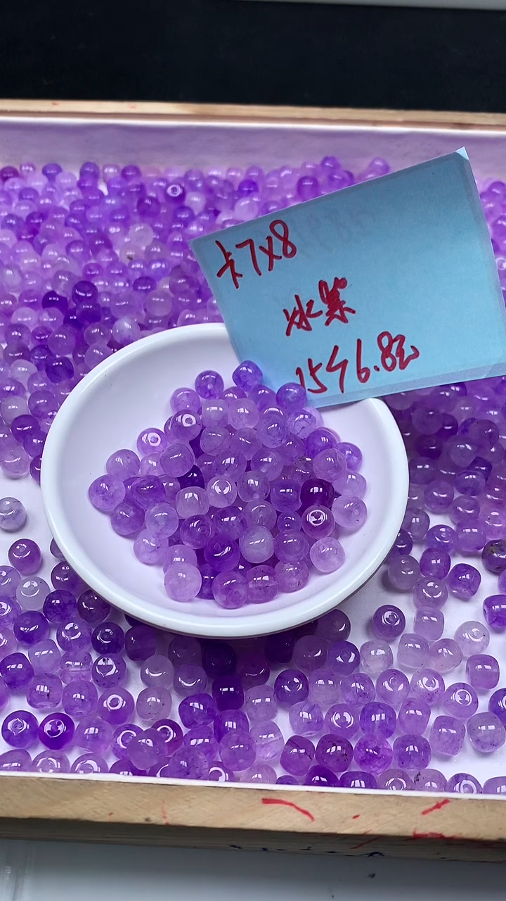 未镶嵌散珠碧玺A1954 冰紫碧玺7*8mm15个6.8元