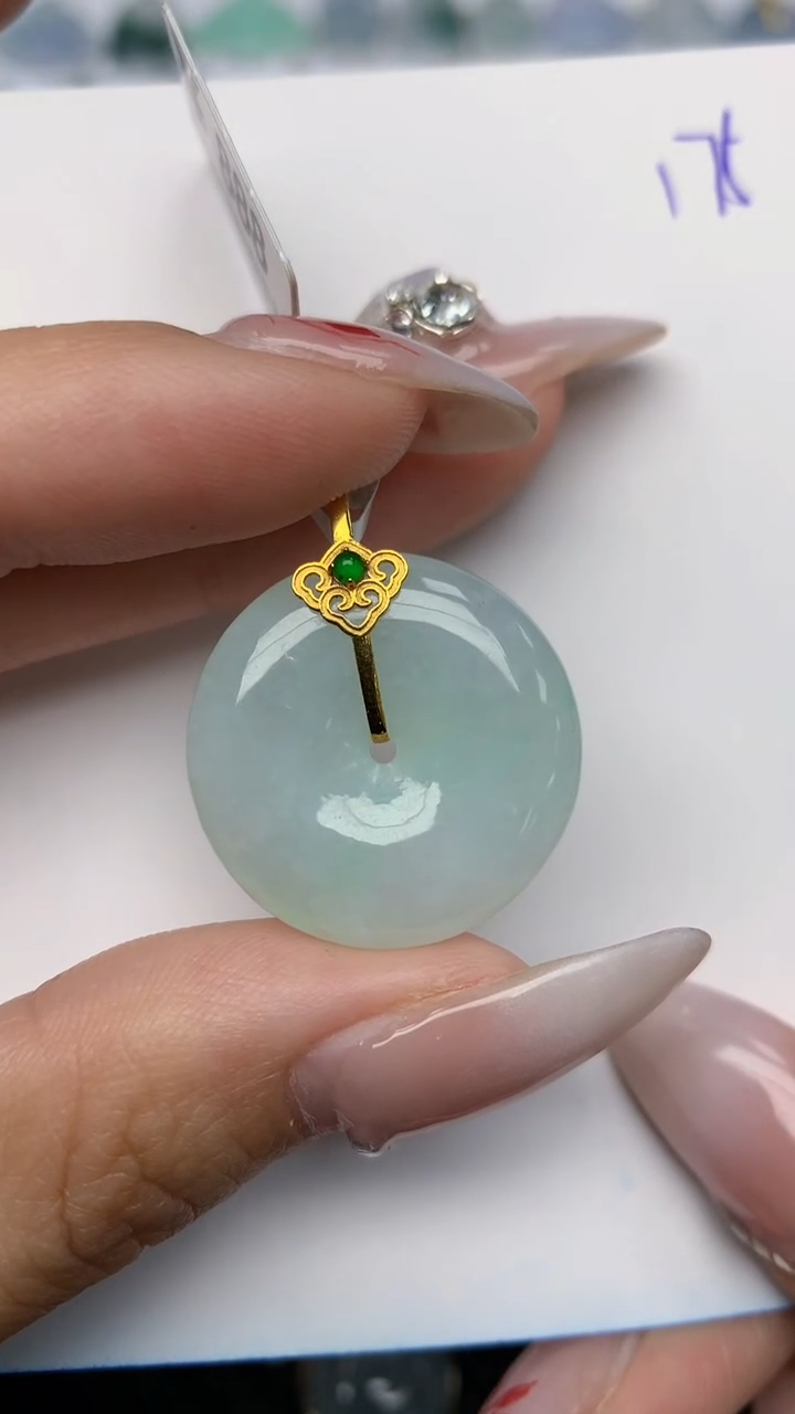 【闪购商品】翡翠颈饰18K金镶嵌 天然翡翠A货，