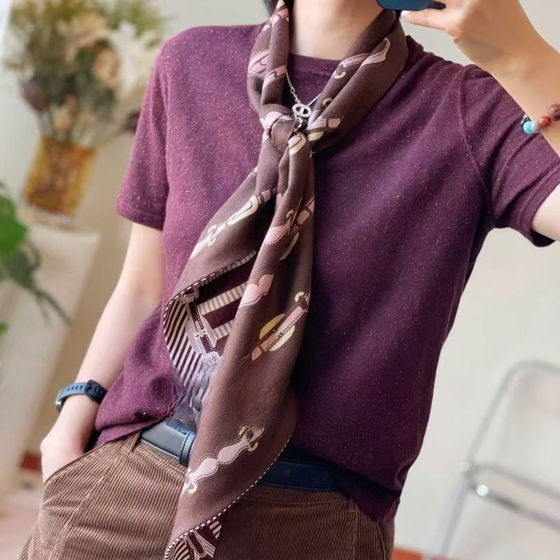 【皮带世家】21*150cm长巾真丝羊毛围巾女冬季围巾女款双层双面异色