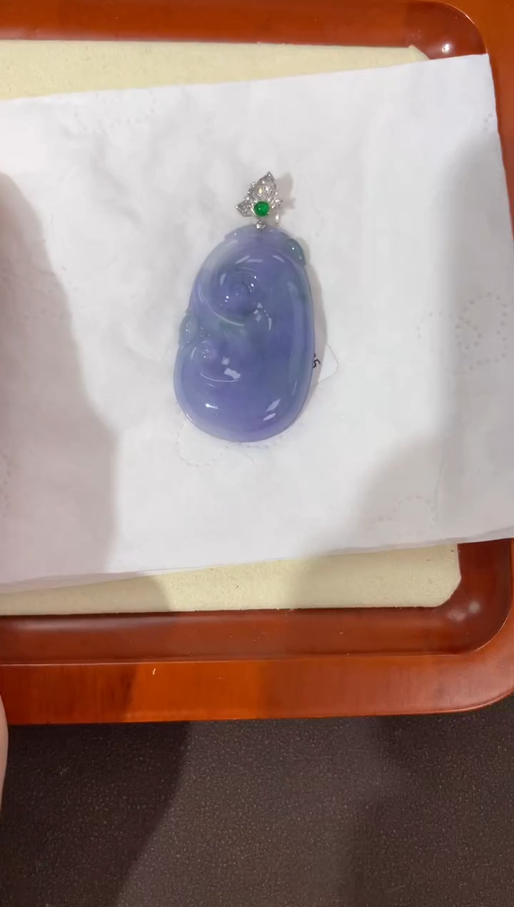 【闪购商品】翡翠颈饰18K金镶嵌天然缅甸a货翡翠