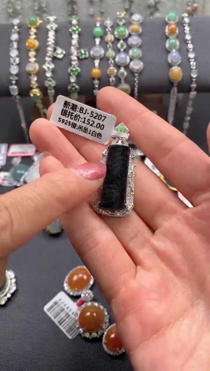 【闪购商品】翡翠戒指银S925镶嵌111111111     6