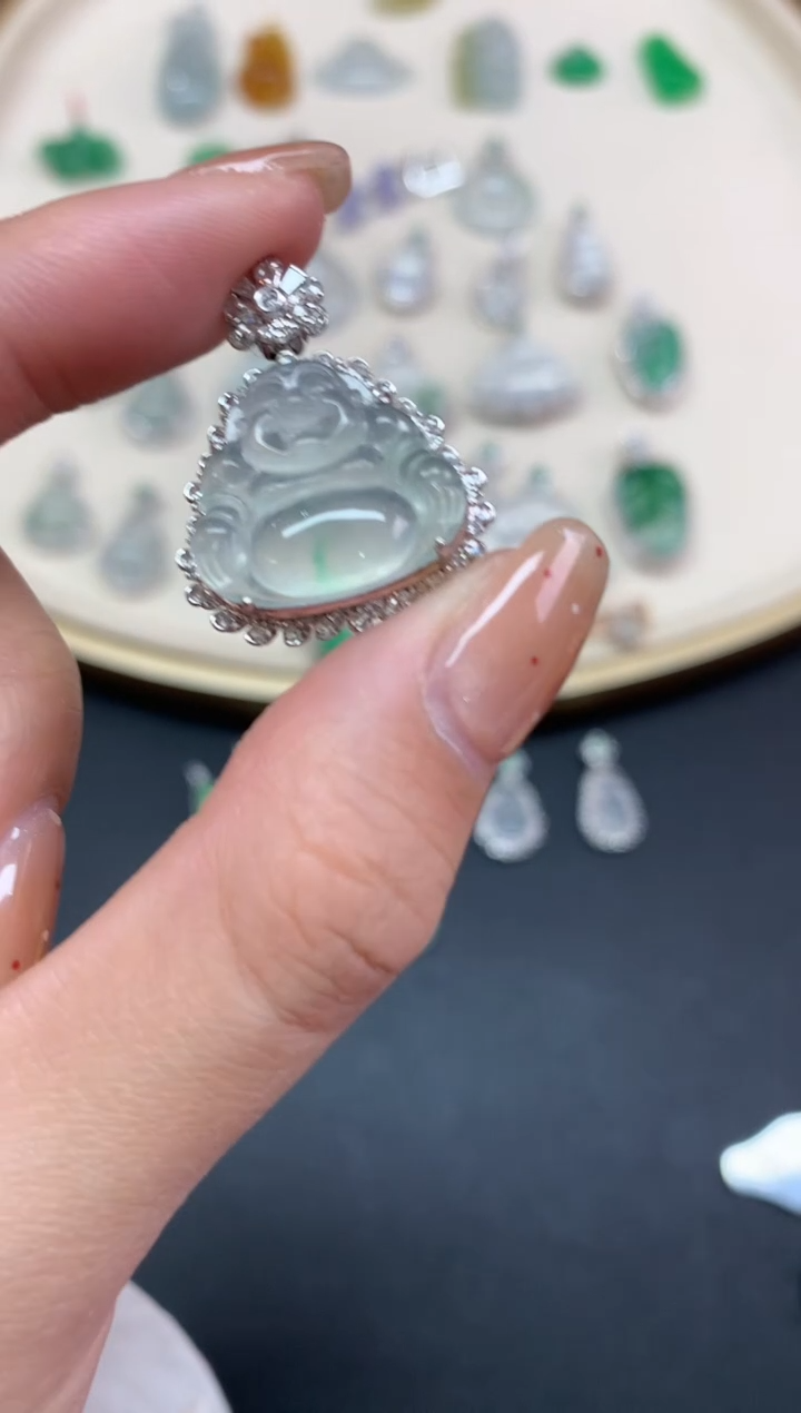 【闪购商品】翡翠吊坠(不含链)18K金镶嵌吊坠A412|8800