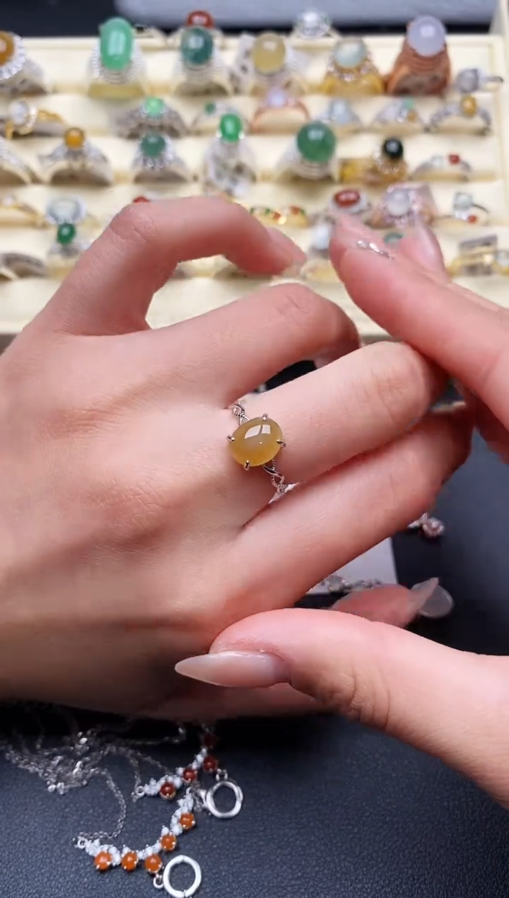 【闪购商品】翡翠戒指银S925镶嵌777777+1