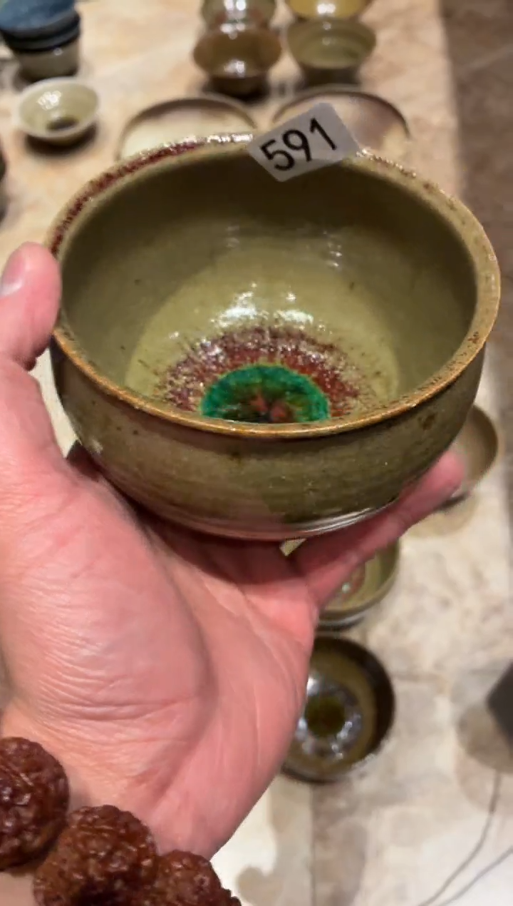 瓷片迁***玲591粗陶咖色钵碗1个