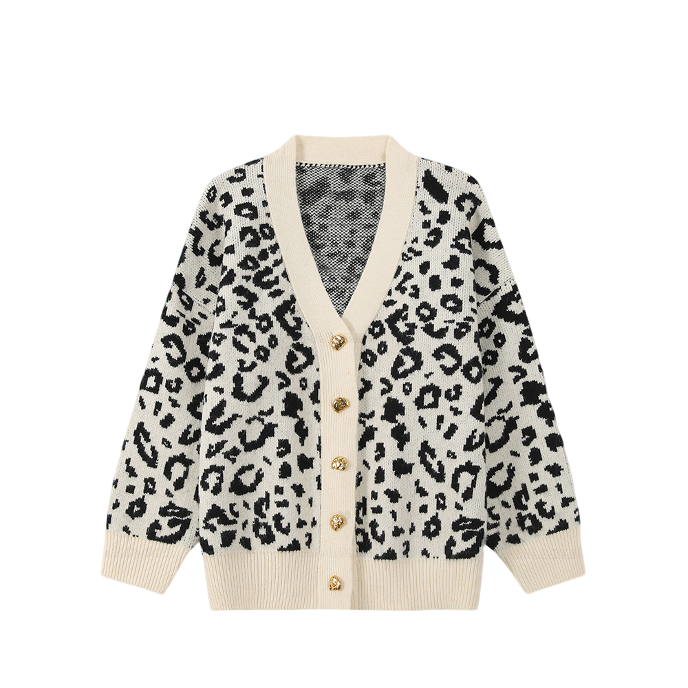 【封后轻奢设计】冬季新款时尚豹纹百搭宽松针织毛衣361/136/139