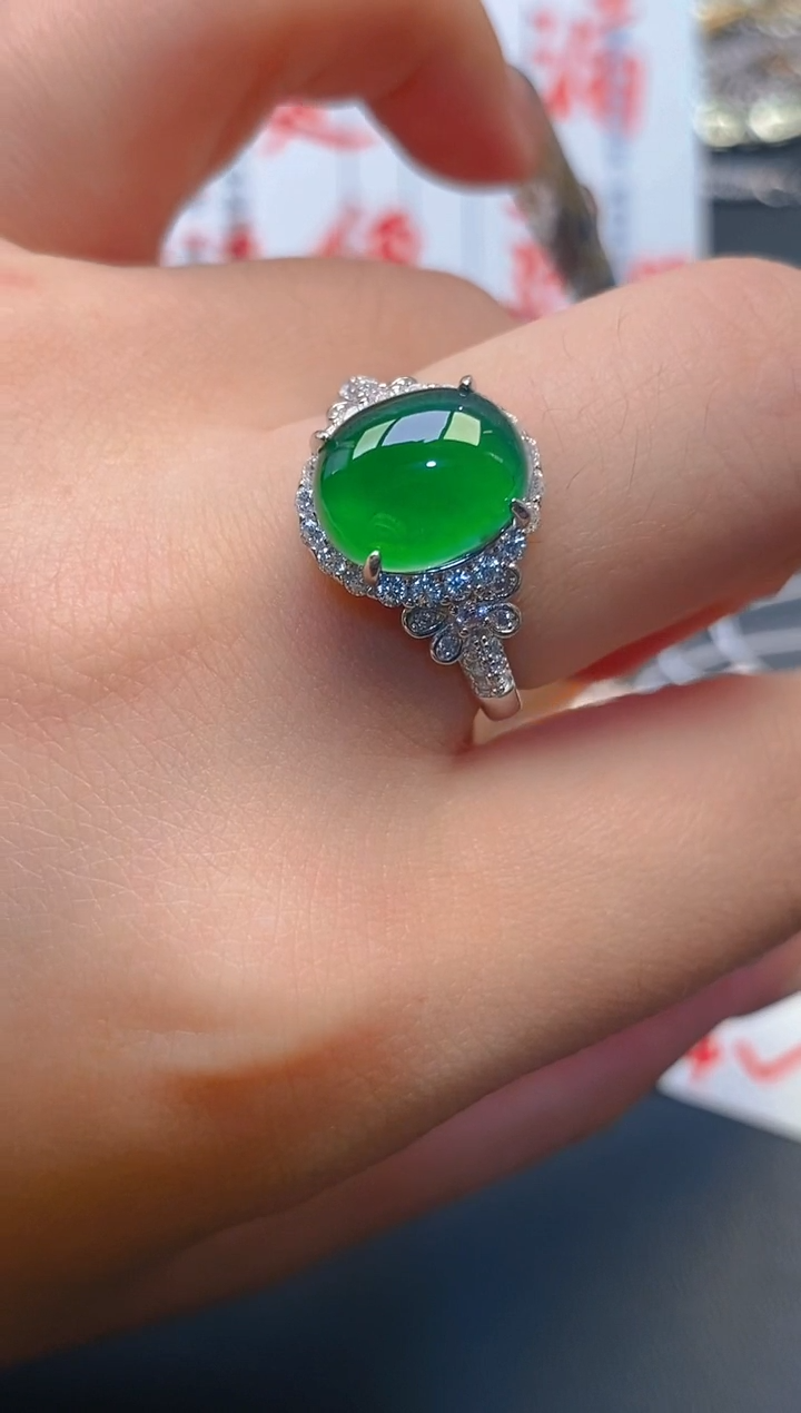 【闪购商品】翡翠耳饰银S925镶嵌天然A货翡翠1