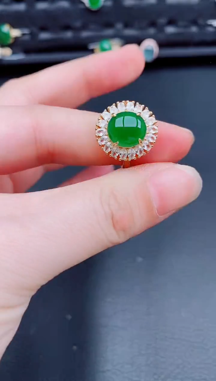 【闪购商品】翡翠戒指银S925镶嵌天然a货翡翠219