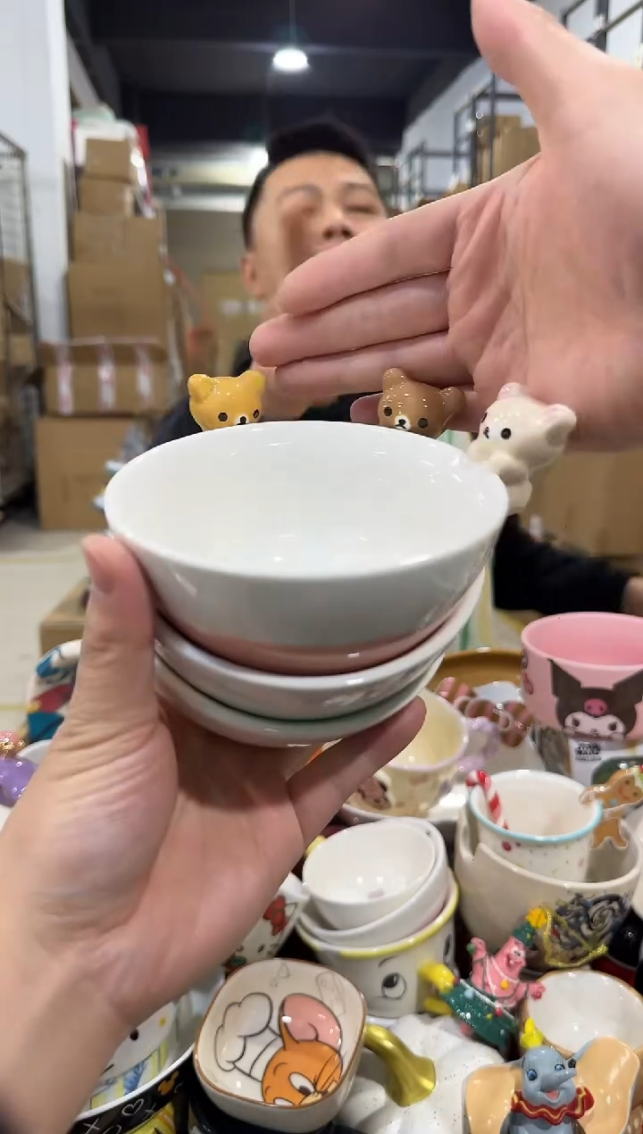 瓷片轻松熊公仔碗3件套  瑕疵不退换