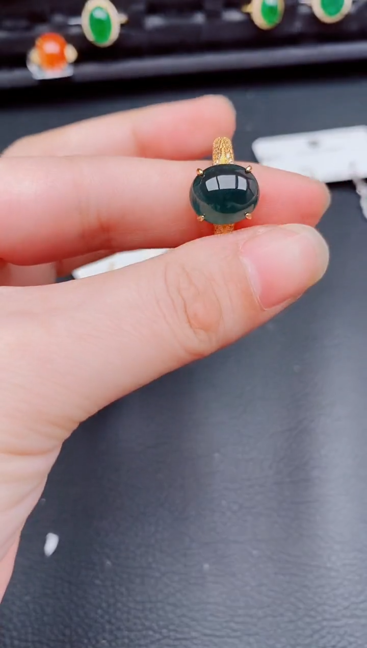 【闪购商品】翡翠戒指银S925镶嵌天然a货翡翠238