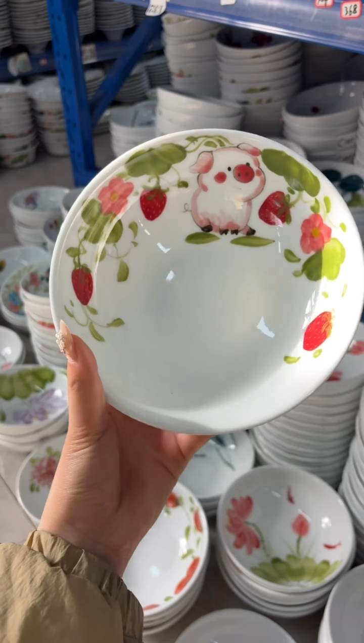 瓷片景德镇高温陶瓷食品级手绘釉中彩-大胖碗