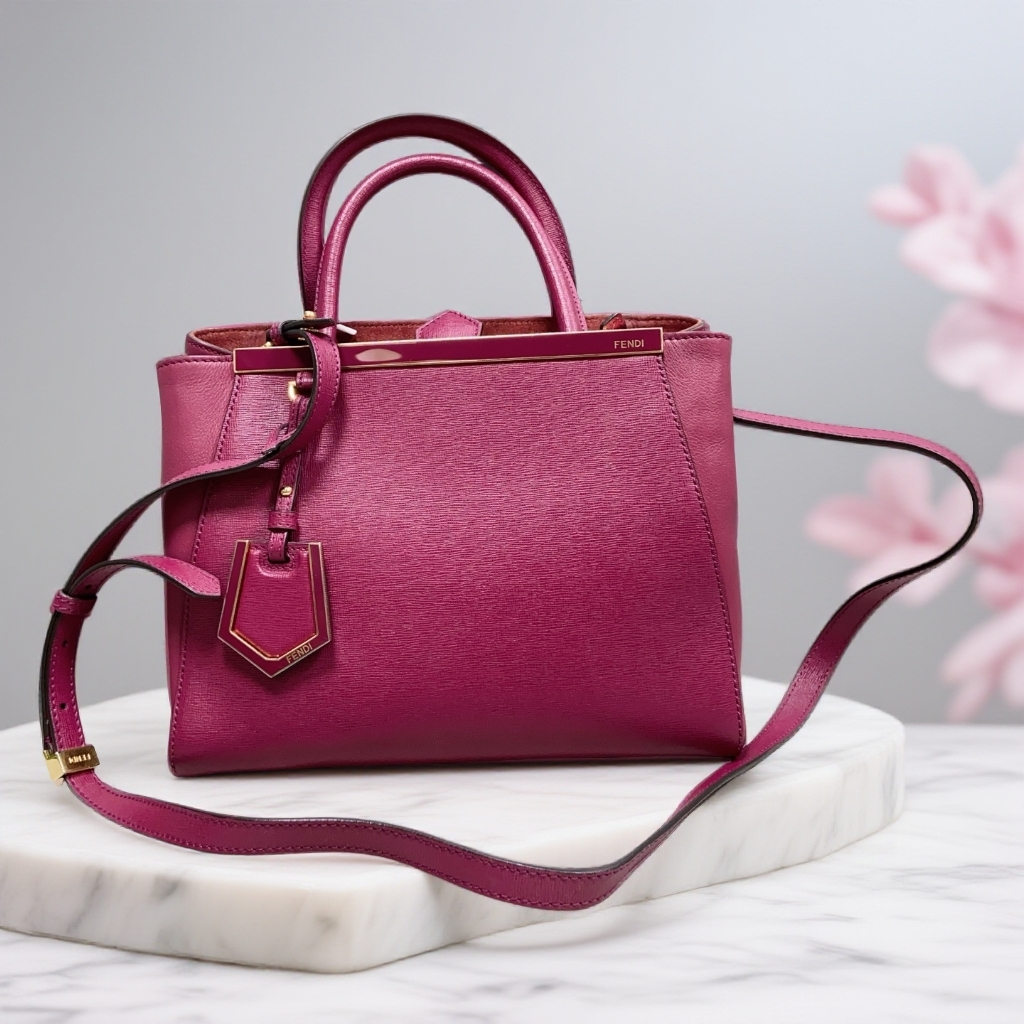 95新 FENDI/芬迪  玫粉色手提单肩包 1854 1216 