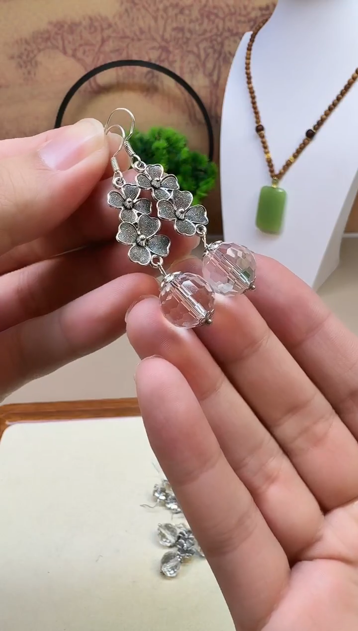 银S925镶嵌耳饰水晶E09 