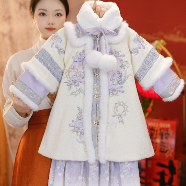 2【倾城】重工刺绣套装女童明制新中式国风加绒冬季新年服