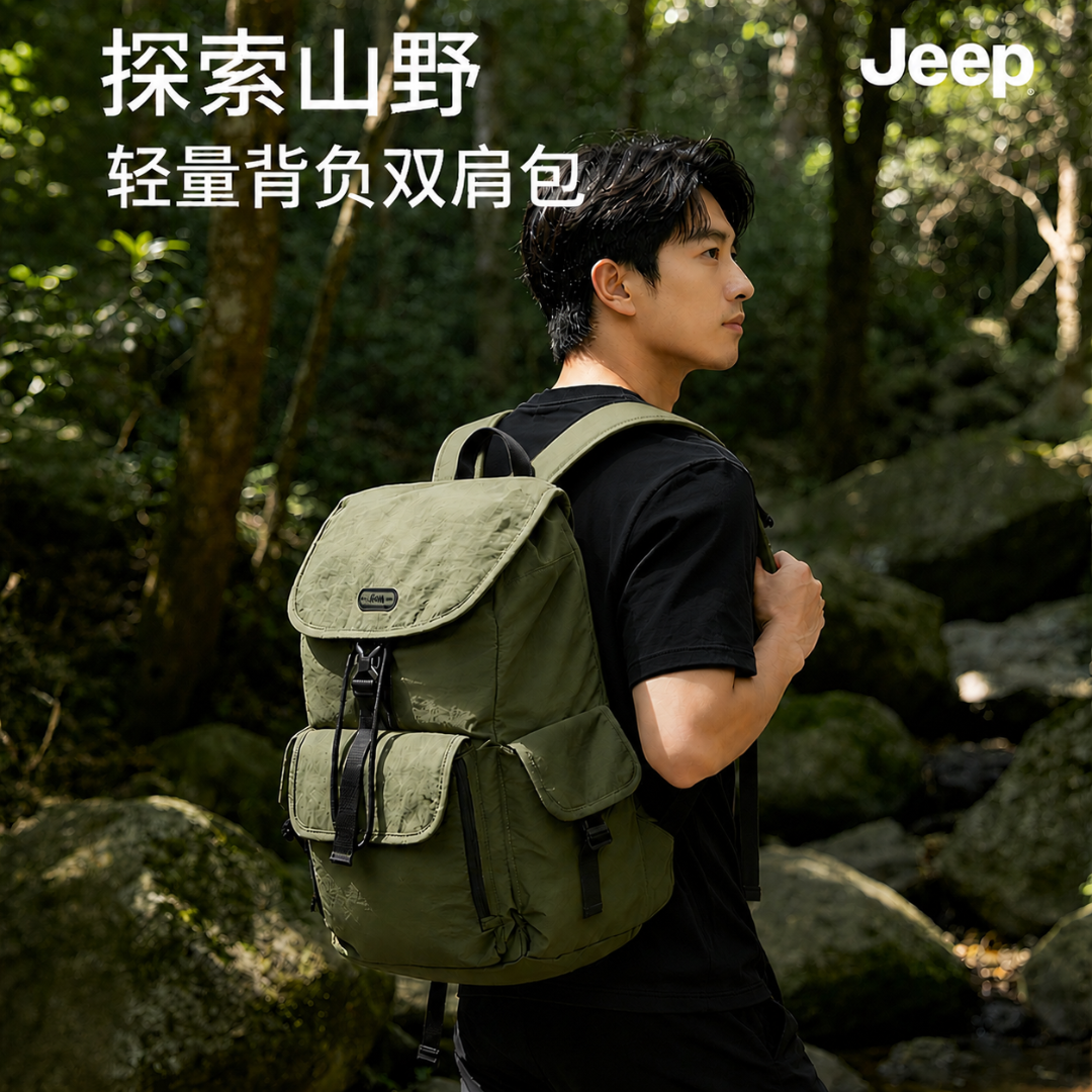 JEEP/吉普户外休闲时尚简约防水轻便耐磨旅行出差男士电脑双肩包