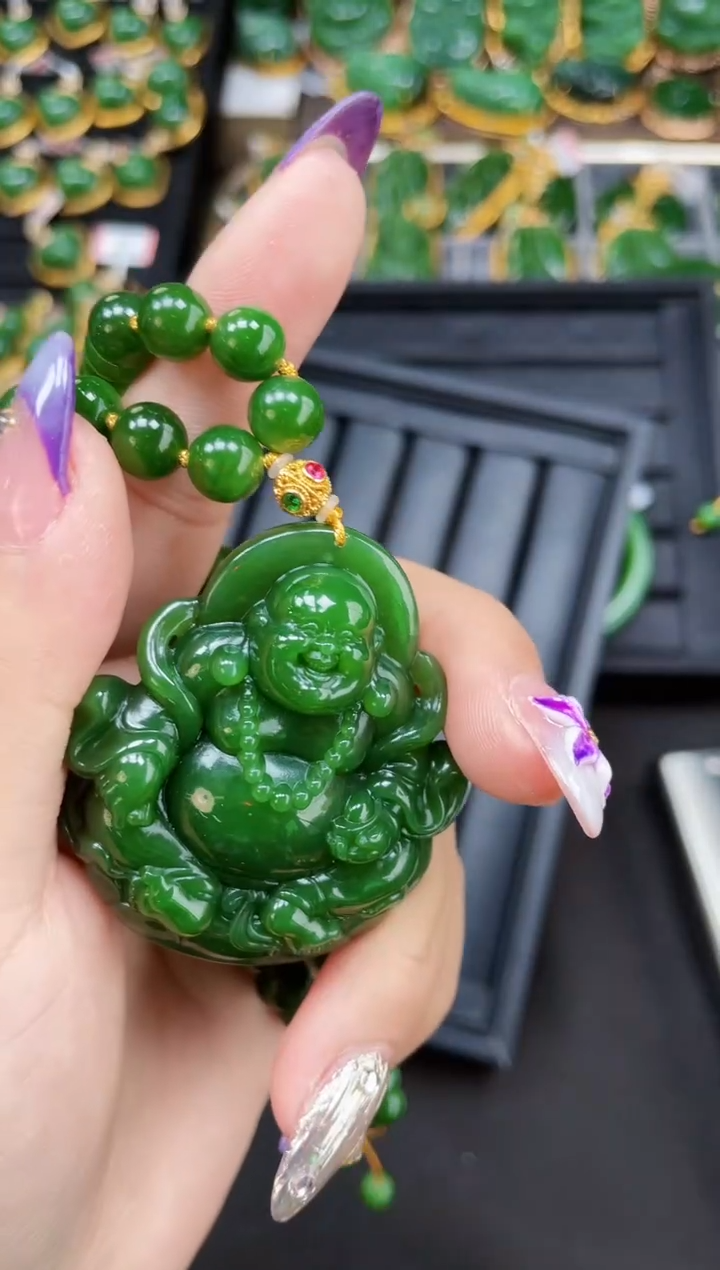 【闪购商品】和田玉套链18K金镶嵌多样性发一