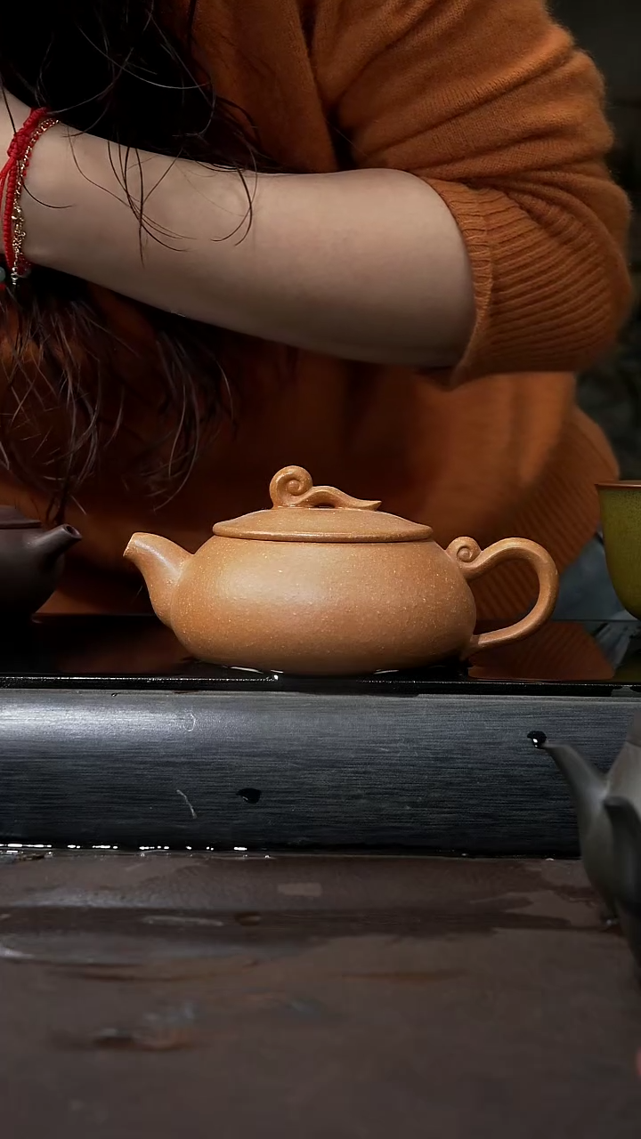 【闪购商品】紫砂茶壶黄金段泥 祥云紫砂壶220cc 028