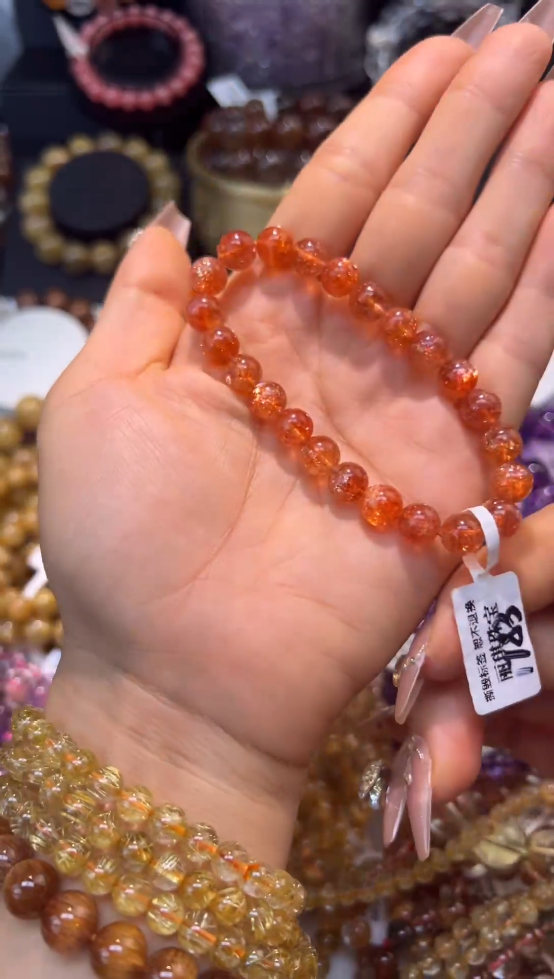 未镶嵌手串长石金太阳8mm+