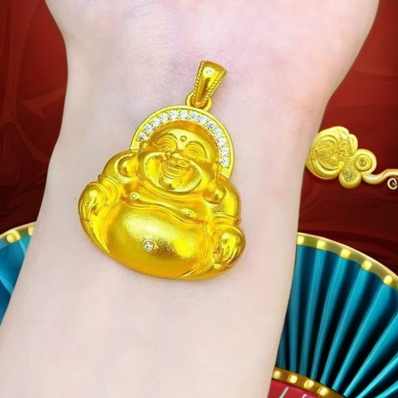 （七夕专享）经典百搭大肚弥勒佛点钻工艺吊坠