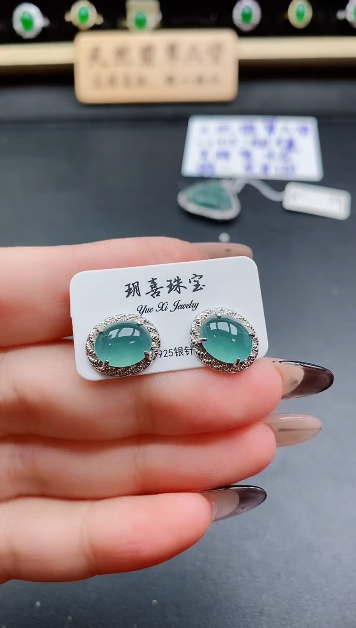 银S925镶嵌戒指翡翠1