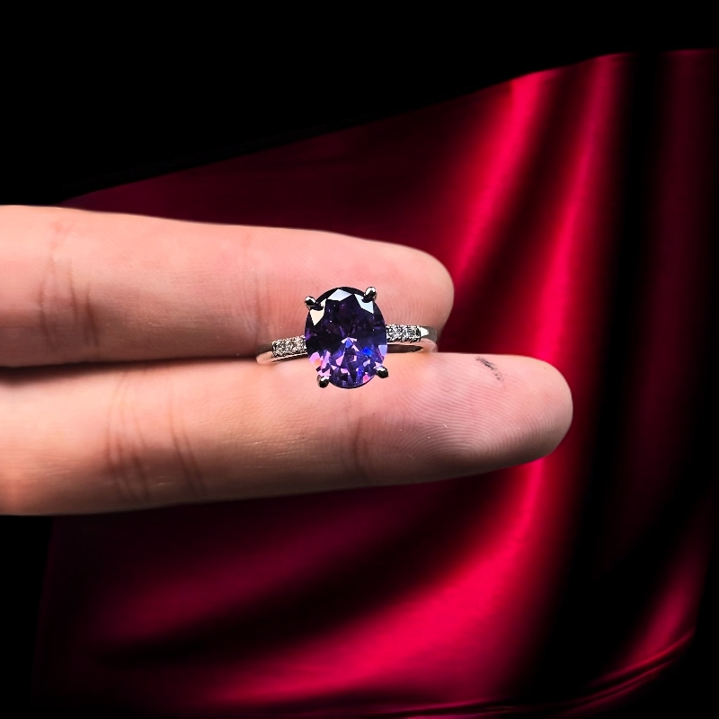 瑾萱高订名饰334-轻奢幻紫宝精切合金戒指