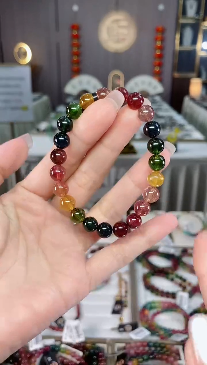 收藏级巴西老矿碧玺单圈手串8mm+未镶嵌碧玺hon多样性发货一条
