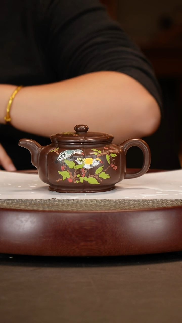 【闪购商品】紫砂茶壶梅花周盘300c+梅兰竹菊四条屏