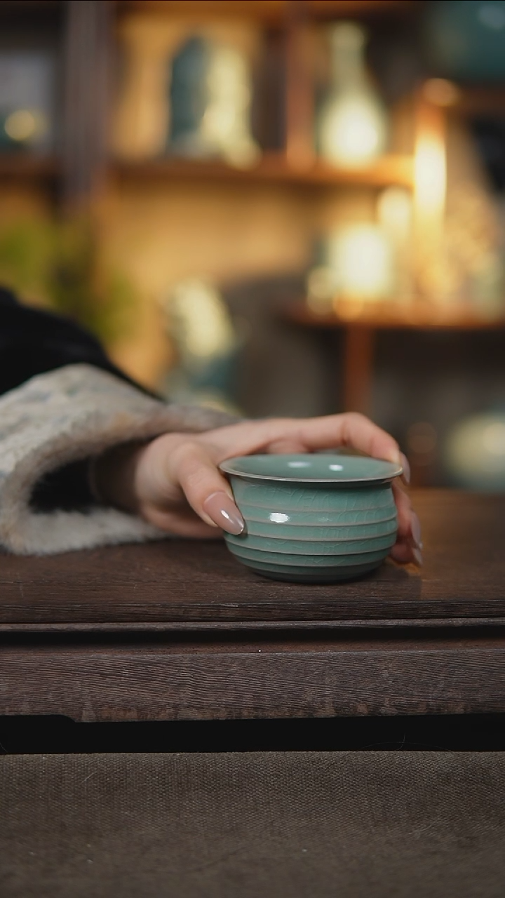 【闪购商品】杯仿古翡翠绿炫纹杯一级礼盒