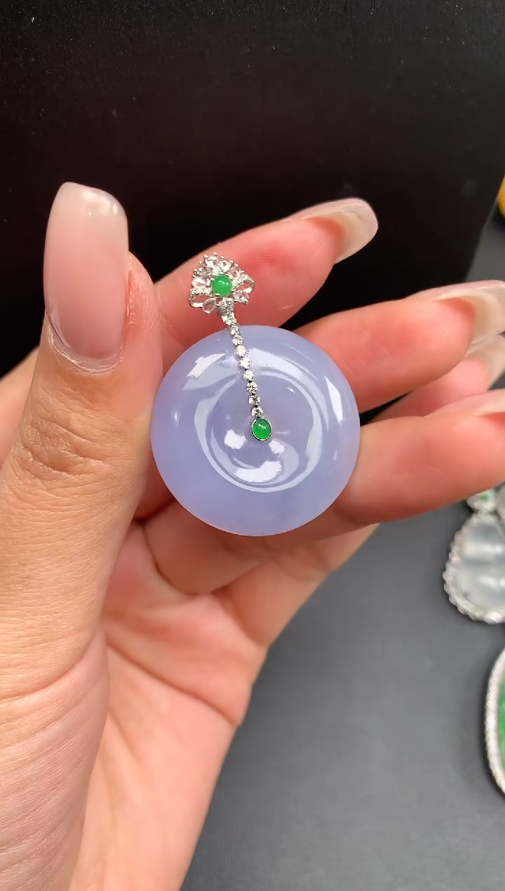 【闪购商品】翡翠颈饰18K金镶嵌扣子1603