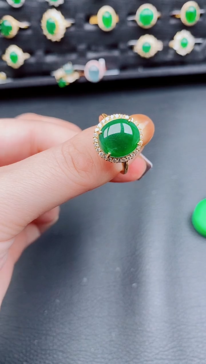 【闪购商品】翡翠戒指银S925镶嵌天然a货翡翠74