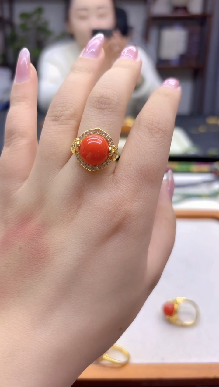 14K金镶嵌戒指翡翠DIY款J128