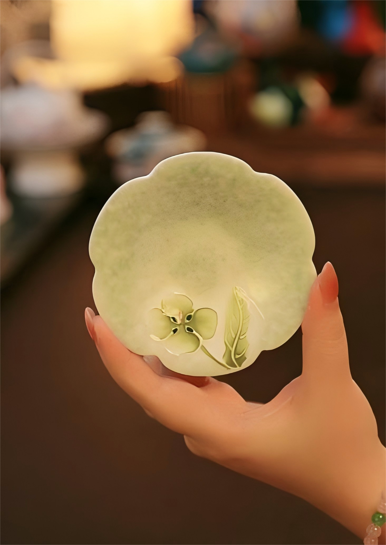 见喜全手绘釉下彩堆绘青云茶斋陶瓷茶具杯垫