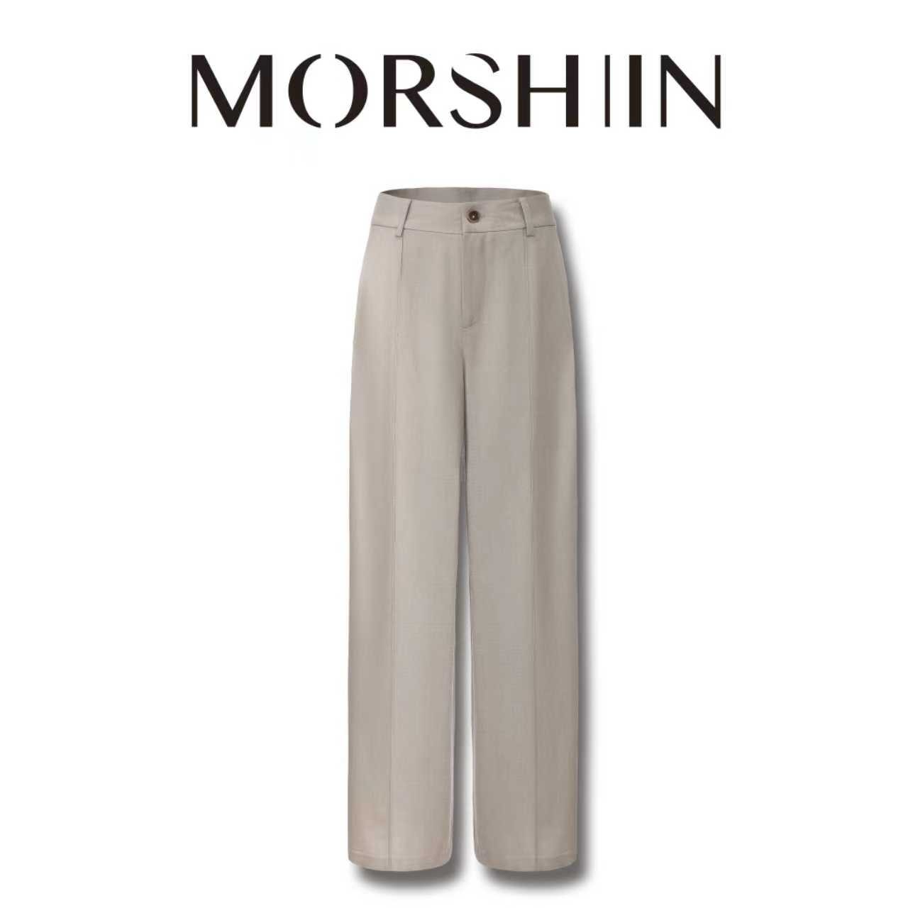 轻奢极简醋酸仿麻/羊毛西裤夏季MORSHIIN凩上2025春秋新款显瘦