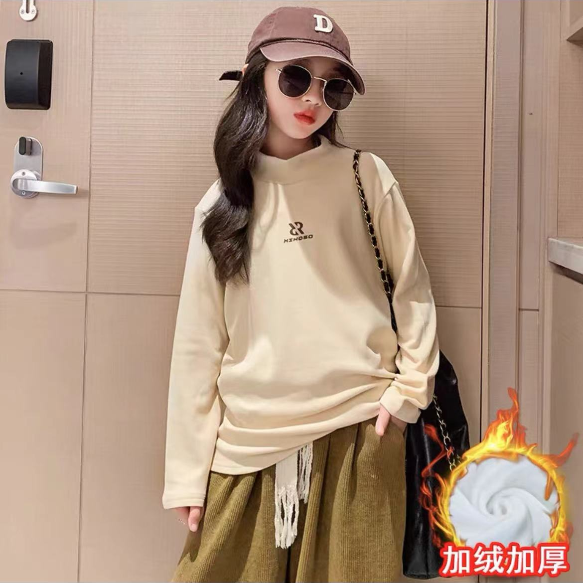 女童时尚百搭加绒打底衫1089
