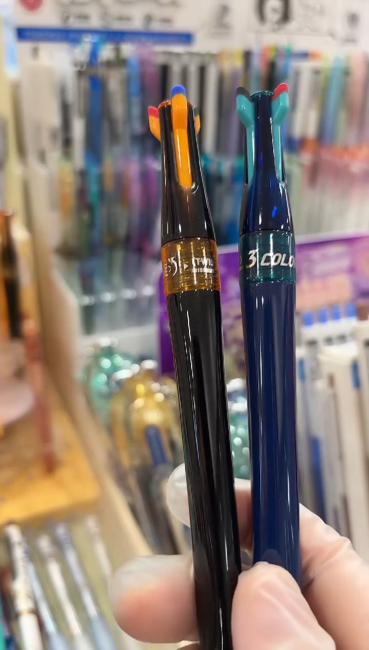 石头DS-6254三色按动中性笔---黑黄杆+蓝绿杆各1支