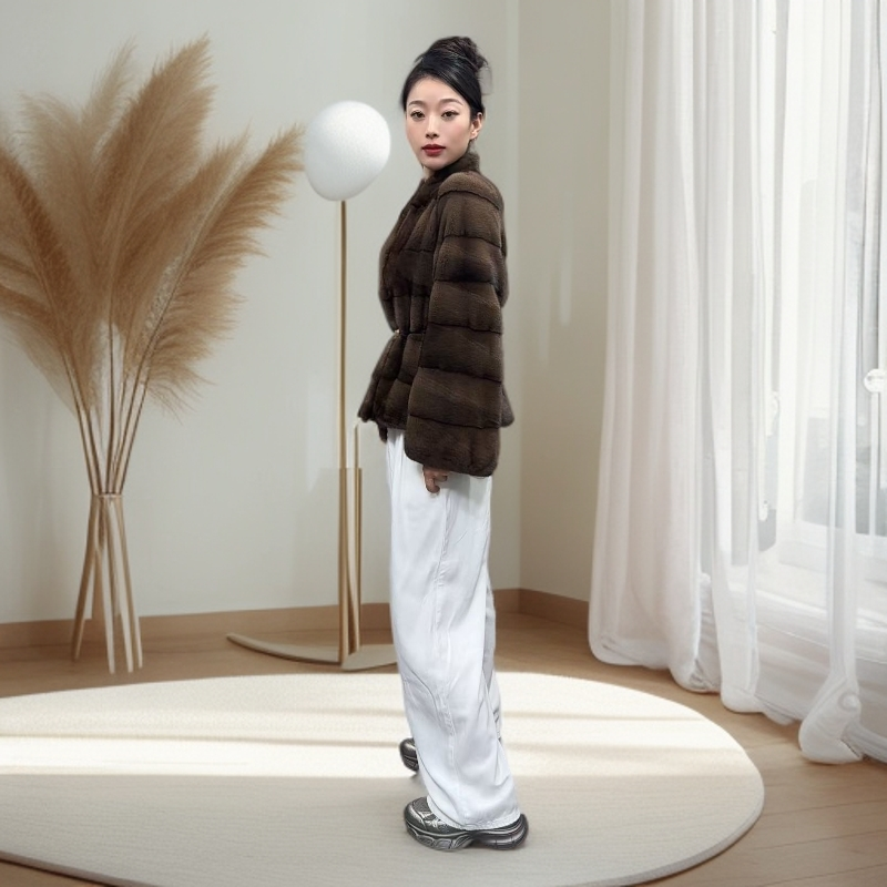 【BUFAN】2025新款 横排全挖削工艺小母貂  秋冬女装新款  