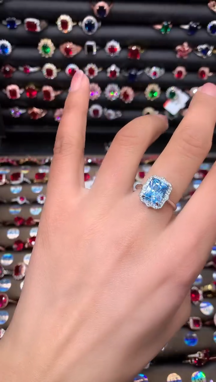 【闪购商品】海蓝宝石戒圈银S925镶嵌1