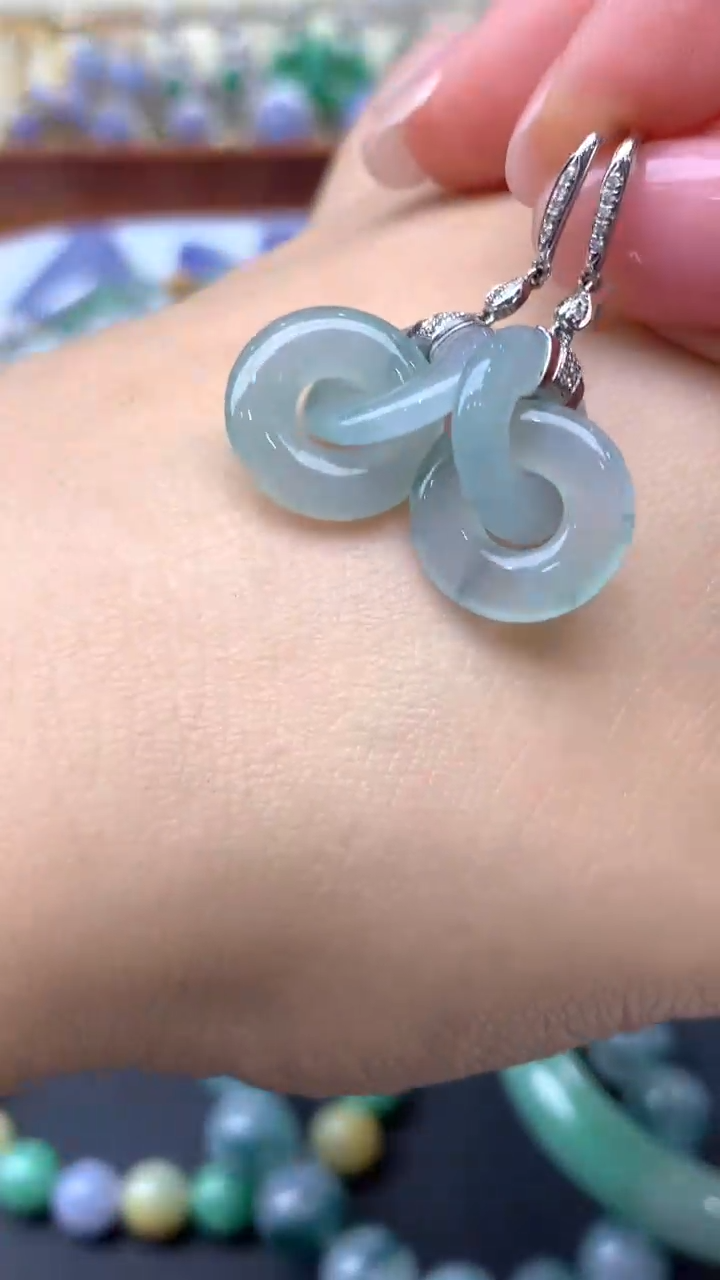 【闪购商品】翡翠耳饰18K金镶嵌164-天然翡翠