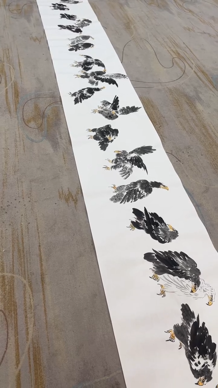 【闪购商品】国画2.12-颜新辉-35米长卷百鹰图