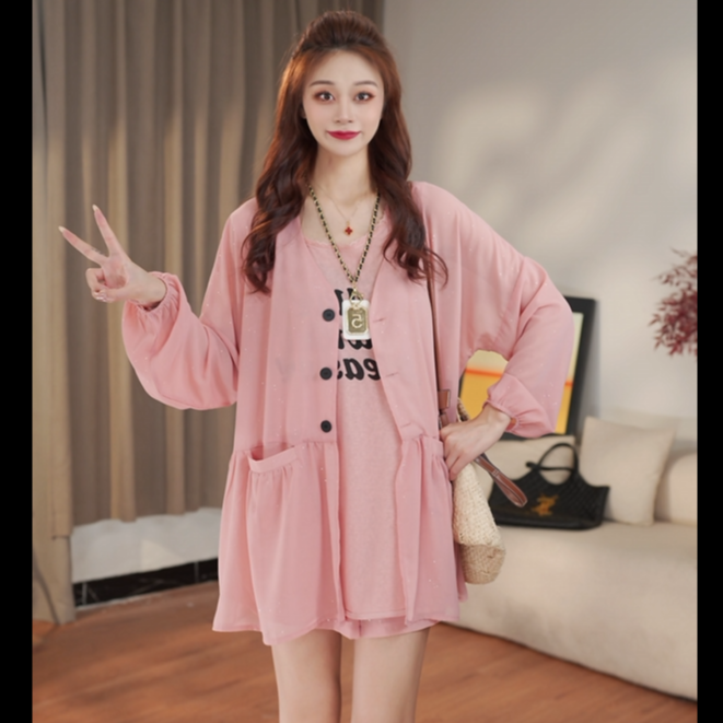 【现货】2025新款小众设计V领外套时尚休闲纯色单排扣上衣250601