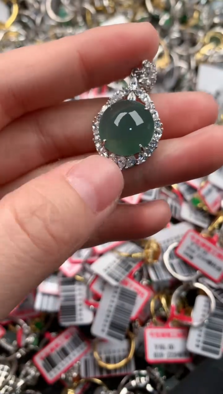 银S925镶嵌戒指翡翠777   6