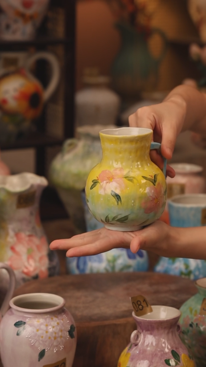 陶瓷385景德镇设计师手作花器摆件侘寂风