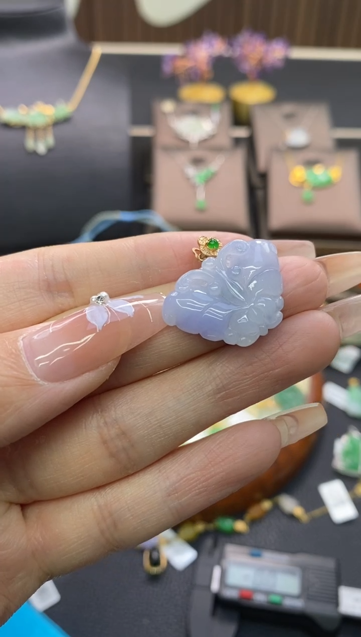 【闪购商品】翡翠颈饰18K金镶嵌净货15931