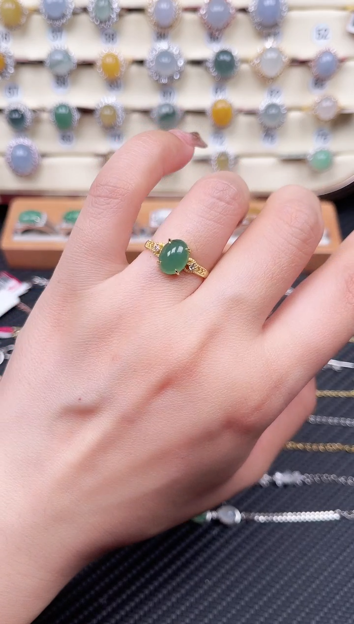 【闪购商品】翡翠戒指银S925镶嵌戒指=7
